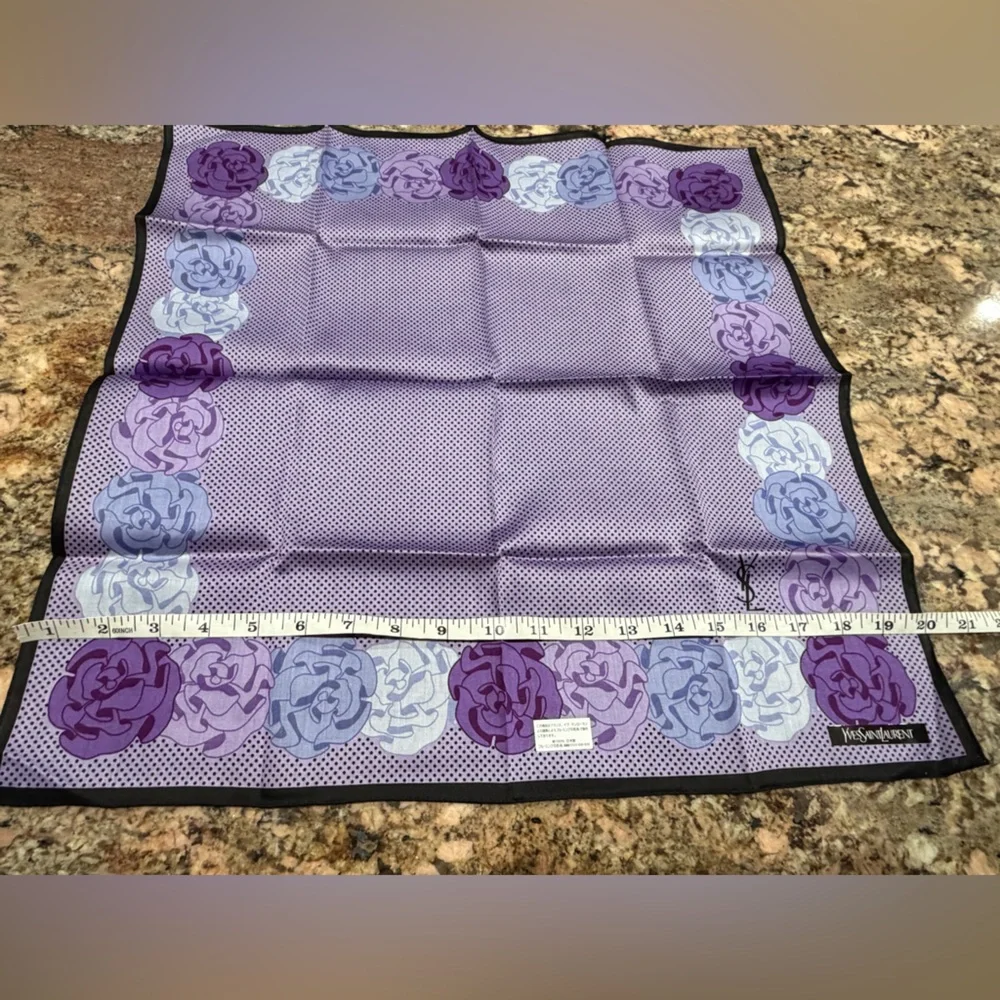 Yves Saint Laurent Purple Floral Handkerchief - Picture 4 of 5